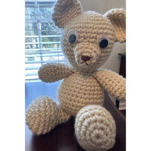 Crochet Beige Teddy Bear Handmade Doll Stuffed Animal Toy